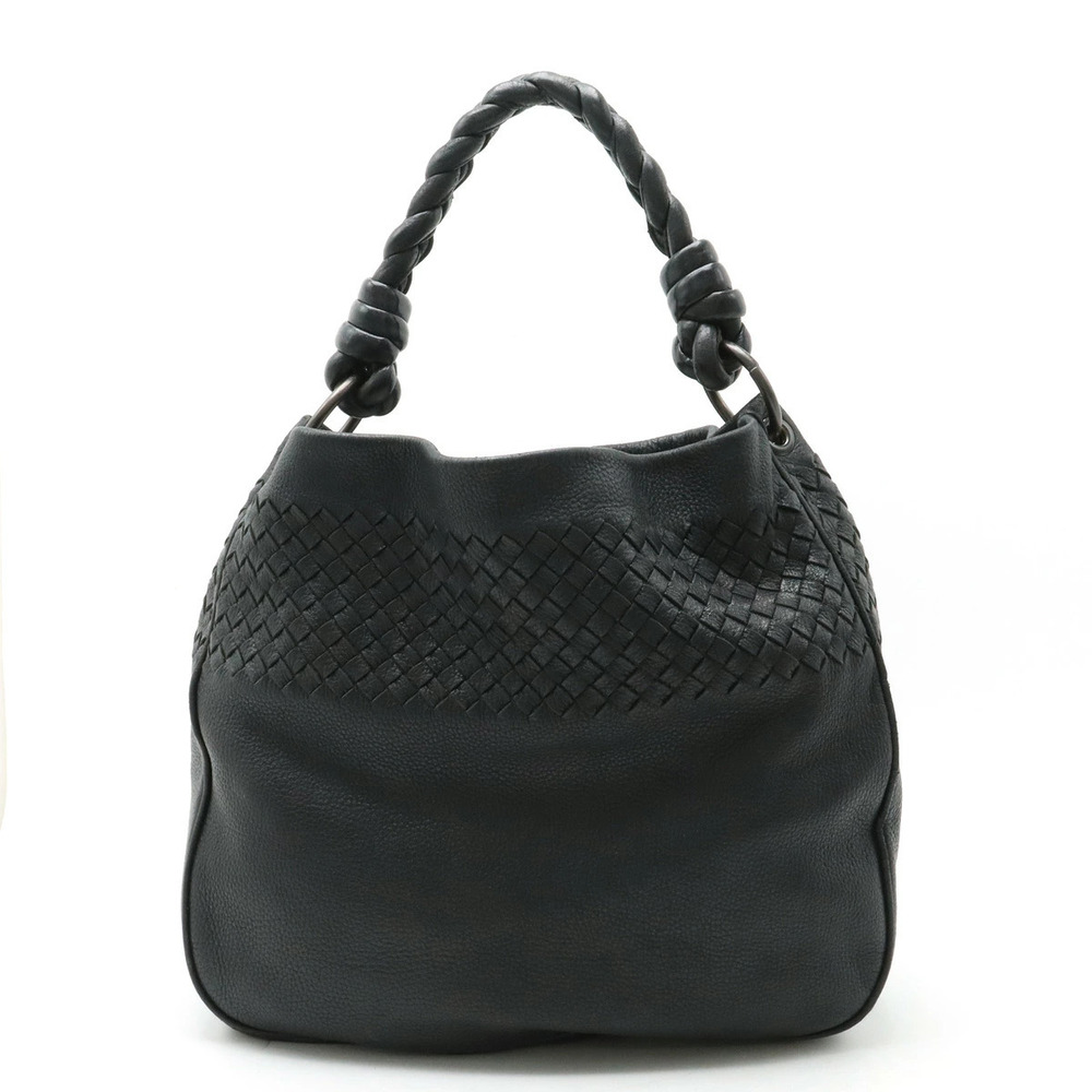 BOTTEGA VENETA Intrecciato Shoulder Bag Hobo Leather Black